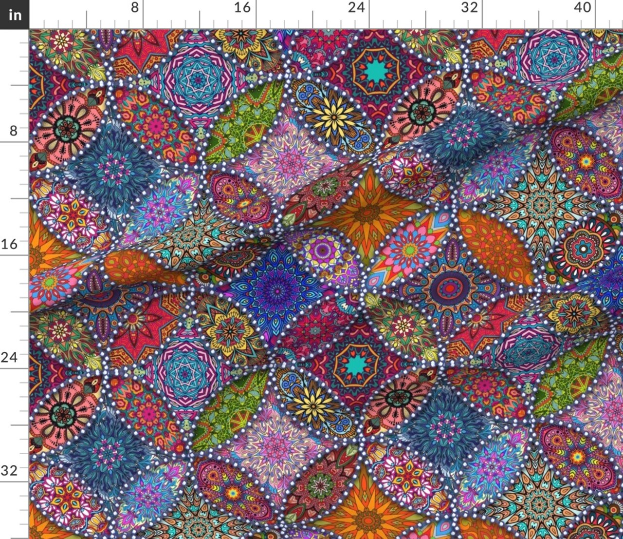 Mandala Retro Purple Paisley Kaleidoscope Hippie Maroon Custom Printed Fabric by Spoonflower Various Fabrics by the Yard or Fat Quarter